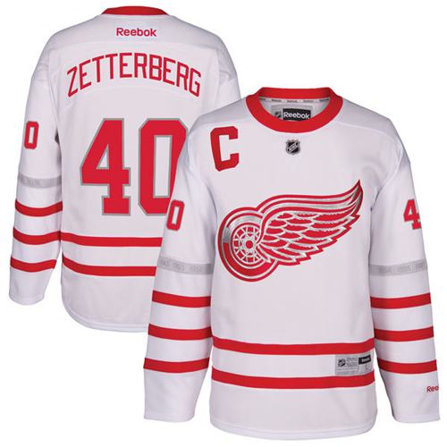 Red Wings #40 Henrik Zetterberg White Centennial Classic Stitched Jersey - Zenithce