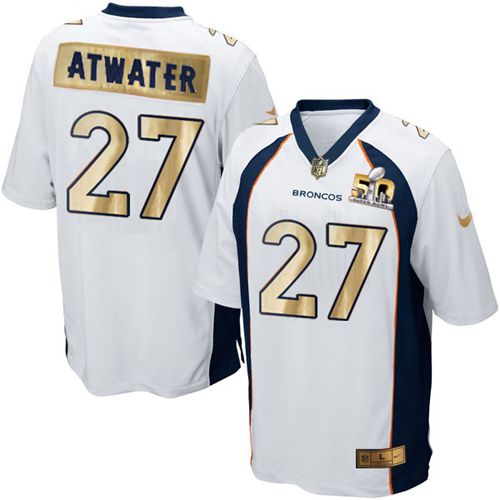 Broncos #27 Steve Atwater White Stitched Game Super Bowl 50 Collection Nike Jersey - Zenithce