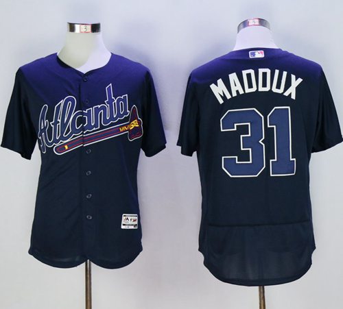 Braves #31 Greg Maddux Navy Blue Flexbase Authentic Collection Stitched Jersey - Zenithce