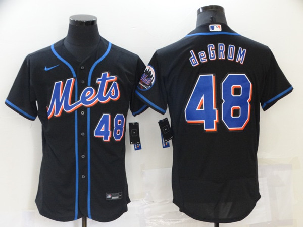 New York Mets #48 Jacob DeGrom Black Flex Base Stitched Jersey - Zenithce