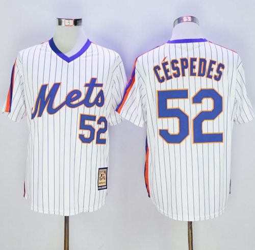 Mets #52 Yoenis Cespedes White(Blue Strip) Cooperstown Stitched Jersey - Zenithce