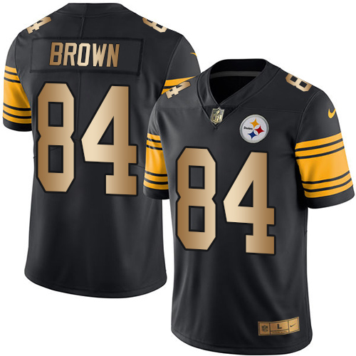 Steelers #84 Antonio Brown Black Stitched Limited Gold Rush Nike Jersey - Zenithce