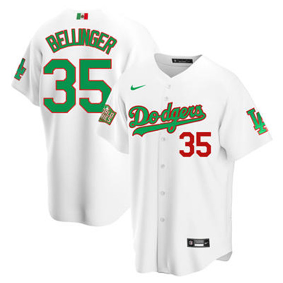 Los Angeles Dodgers #35 Cody Bellinger White Green Mexico 2020 World Series Stitched Jersey - Zenithce