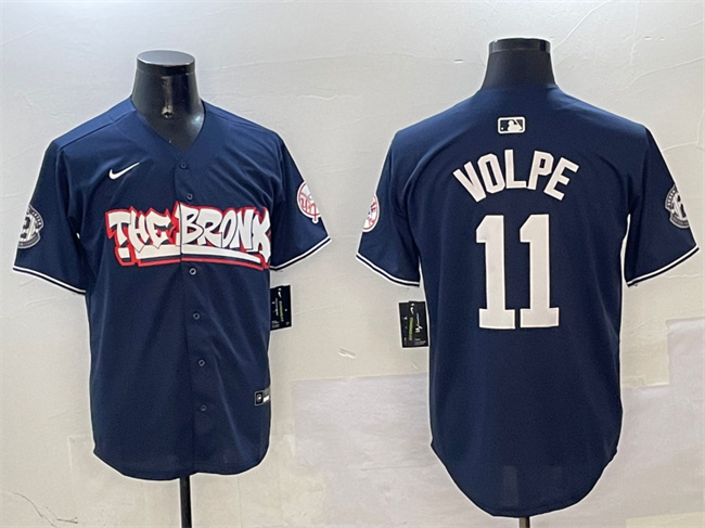 New York Yankees #11 Anthony Volpe Navy Bronx Graffiti Vapor Limited Stitched Jersey - Zenithce