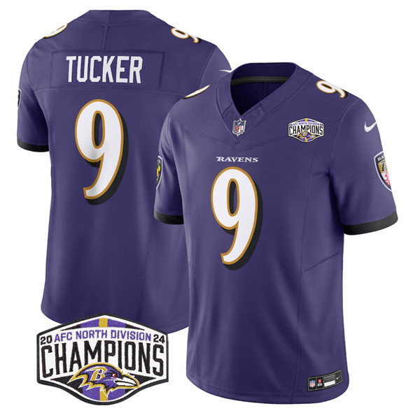 Baltimore Ravens #9 Justin Tucker Purple F.U.S.E. 2024 AFC North Division Champions Vapor Limited Jersey - Zenithce