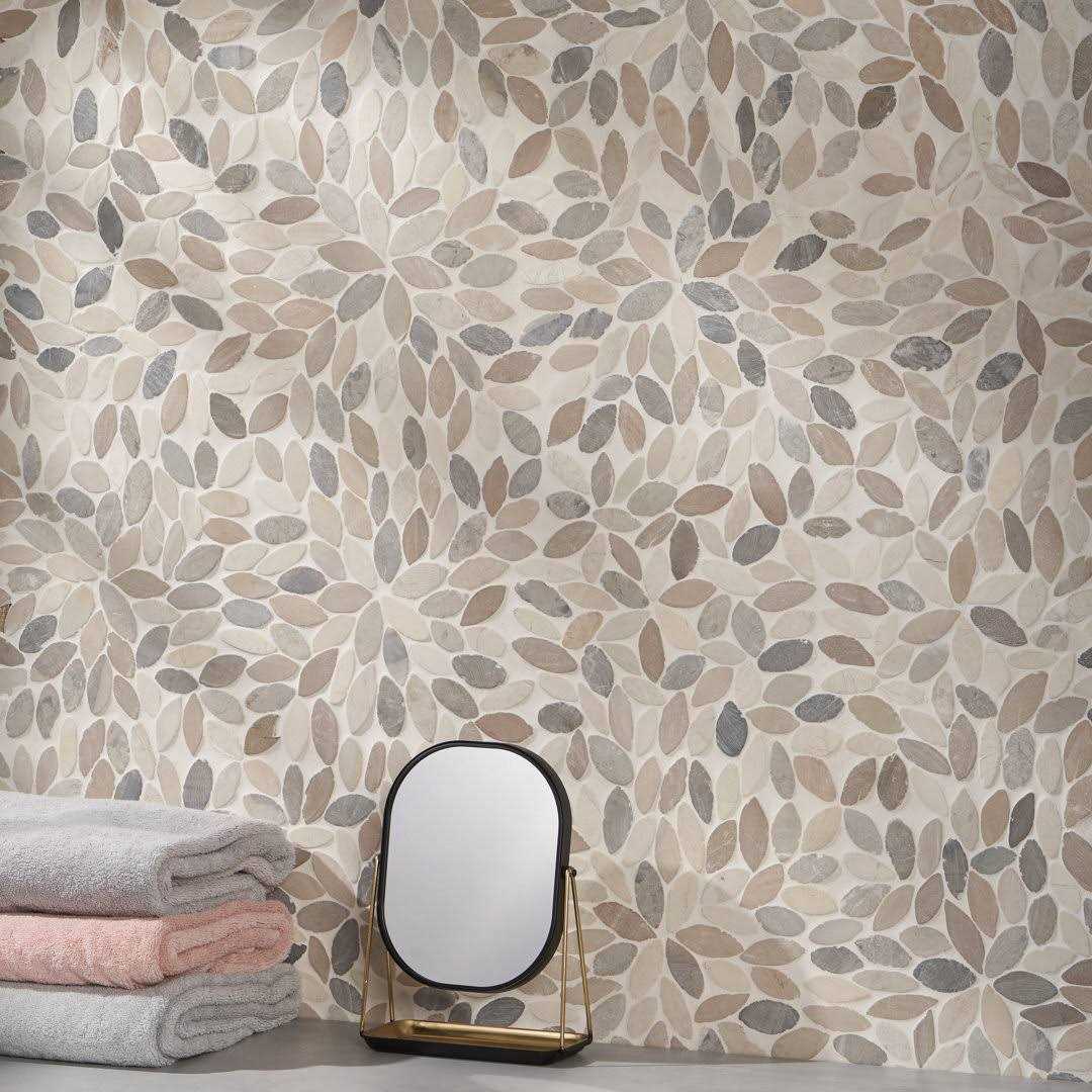Ivy Hill Tile Countryside Flower 11.81 in. x 11.81 in. Natural Stone Floor and Wall Mosaic Tile - Zenithce