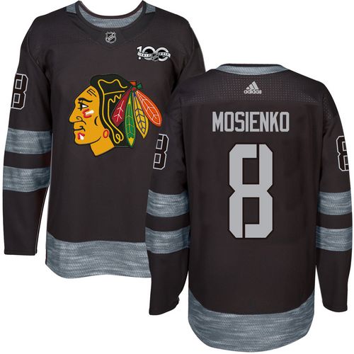 Blackhawks #8 Bill Mosienko Black 1917-2017 100th Anniversary Stitched Jersey - Zenithce