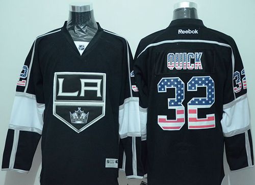 Kings #32 Jonathan Quick Black USA Flag Fashion Stitched Jersey - Zenithce