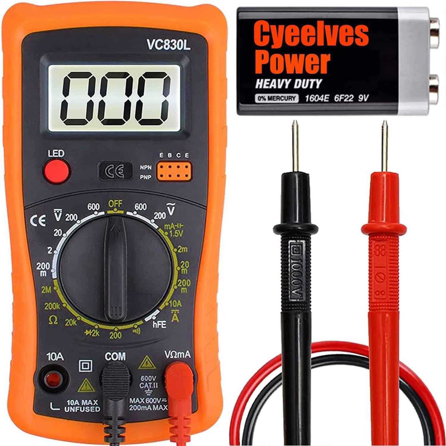 Digital Multimeter for Voltage, Resistance, Current, Continuity, Battery and Diode Multi Tester with Probes - Zenithce