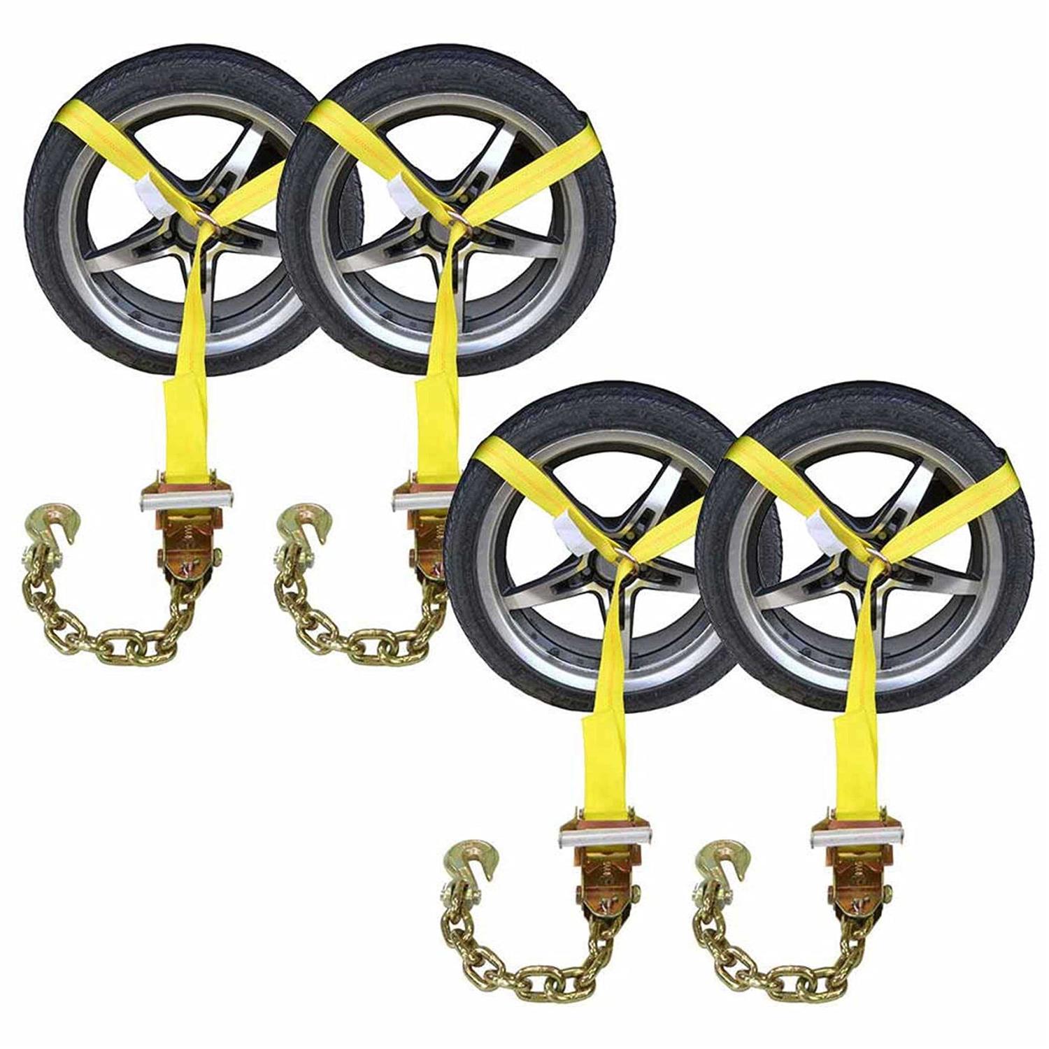 US Cargo Control Side Mount Wheel Net with Cam Buckle & 2 Ratchets and Flat Hooks - Zenithce