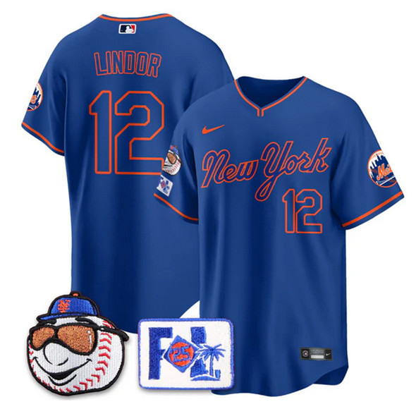 New York Mets #12 Francisco Lindor Blue Road 2025 Spring Training Stitched Jersey - Zenithce