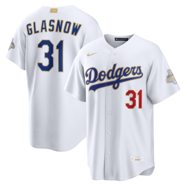 Los Angeles Dodgers #31 Tyler Glasnow Nike White 2026 Gold Collection Stadium Jersey - Zenithce