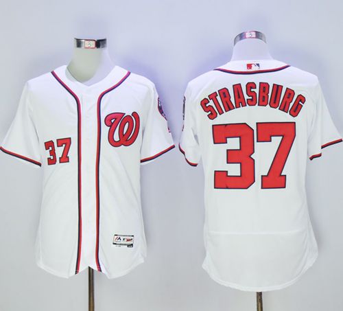 Nationals #37 Stephen Strasburg White Flexbase Authentic Collection Stitched Jersey - Zenithce