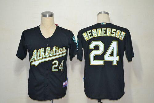 Athletics #24 Rickey Henderson Black Cool Base Stitched Jersey - Zenithce