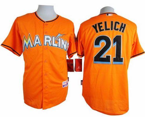 Marlins #21 Christian Yelich Orange Cool Base Stitched Jersey - Zenithce