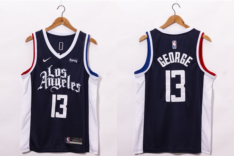 Los Angeles Clippers #13 Paul George NEW Black 2021 Swingman City Edition Jersey With NEW The Sponsor Logo - Zenithce