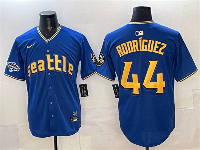 Seattle Mariners #44 Julio Rodríguez Royal With 2025 AL West Division Champions Patch City Connect Limited Stitched Jersey - Zenithce