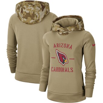 Women's Arizona Cardinals Khaki 2019 Salute To Service Therma Pullover Hoodie(Run Small) - Zenithce