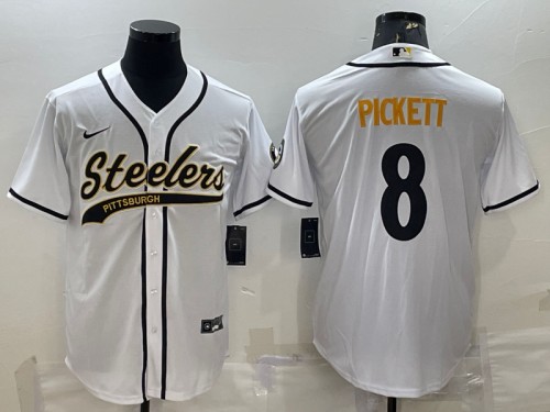 Pittsburgh Steelers #8 Kenny Pickett White With Patch Cool Base Stitched Jersey - Zenithce