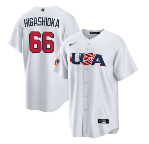USA #66 Kyle Higashioka 2023 White World Classic Stitched Jersey - Zenithce