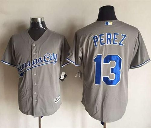 Royals #13 Salvador Perez New Grey Cool Base Stitched Jersey - Zenithce