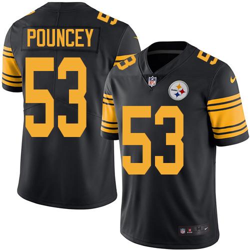 Steelers #53 Maurkice Pouncey Black Stitched Limited Rush Nike Jersey - Zenithce