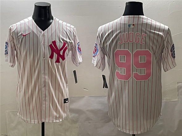 New York Yankees #99 Aaron Judge Pink With Patch Limited Stitched Jersey - Zenithce