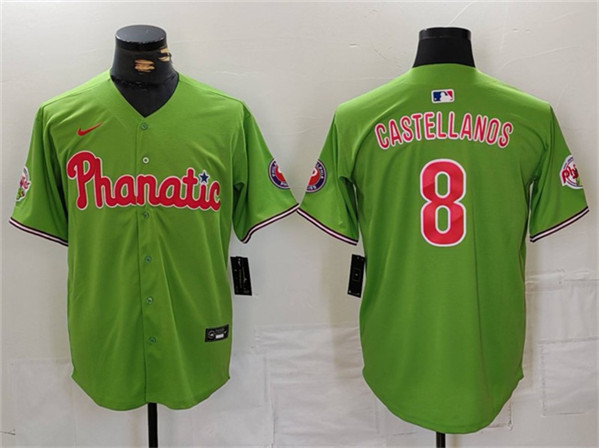 Philadelphia Phillies #8 Nick Castellanos Green With Patch Stitched Jersey - Zenithce