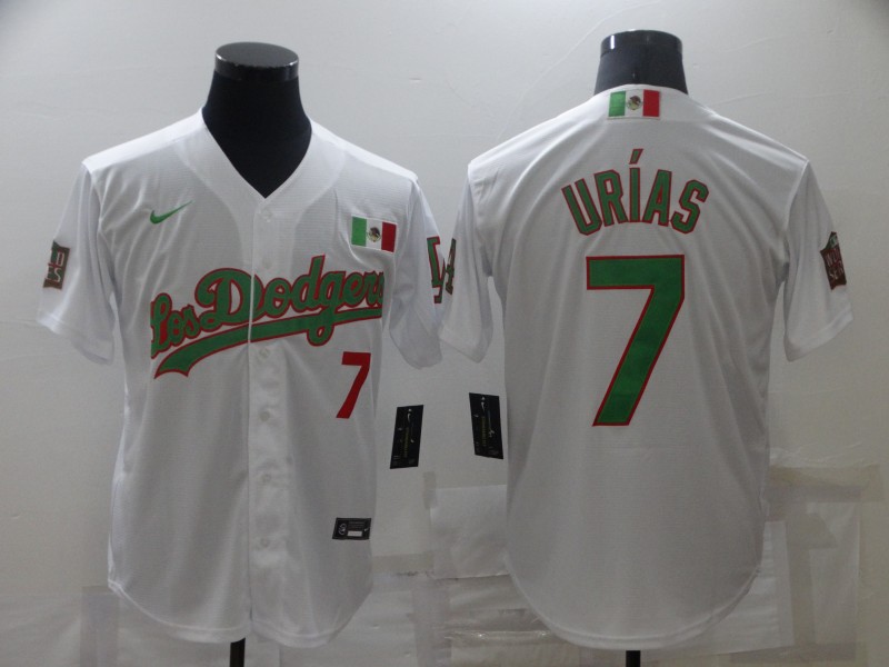 Los Angeles Dodgers #7 Julio Urias White Green Cool Base Stitched Baseball Jersey - Zenithce