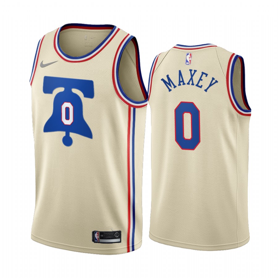 Philadelphia 76ers #0 Tyrese Maxey Cream Swingman 2020-21 Earned Edition Jersey - Zenithce