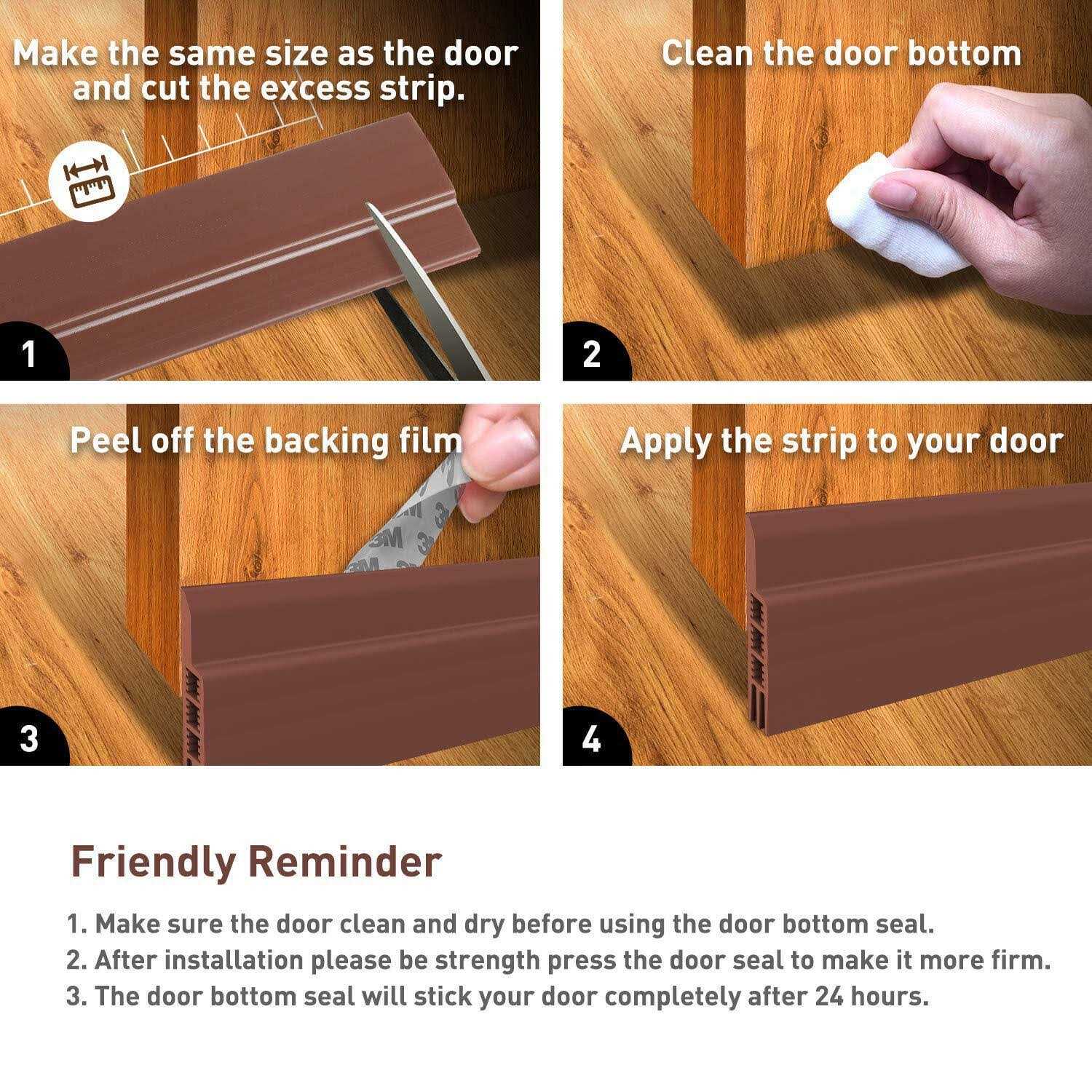 Holikme Door Draft Stopper Under Door Draft Blocker Insulator Door Sweep Weather Stripping Noise Stopper Strong Adhesive 39 Length - Zenithce