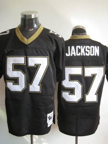 Mitchell And Ness Saints #57 Rickey Jackson Black Stitched Throwback Jersey - Zenithce