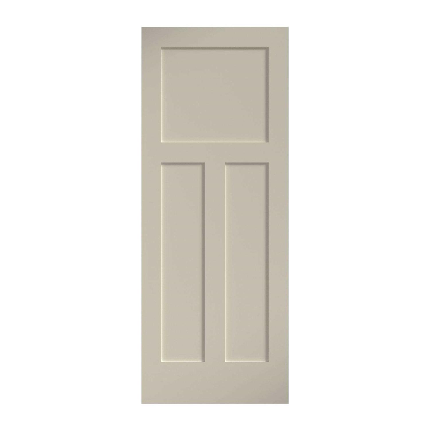 EightDoors 80 in. x 1-3/8 in. Shaker White Primed 3-Panel Equal Solid Core Wood Interior Door Slab - Zenithce