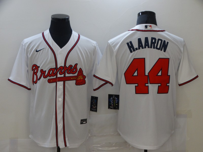Atlanta Braves #44 Hank Aaron White Cool Base Stitched Jersey - Zenithce