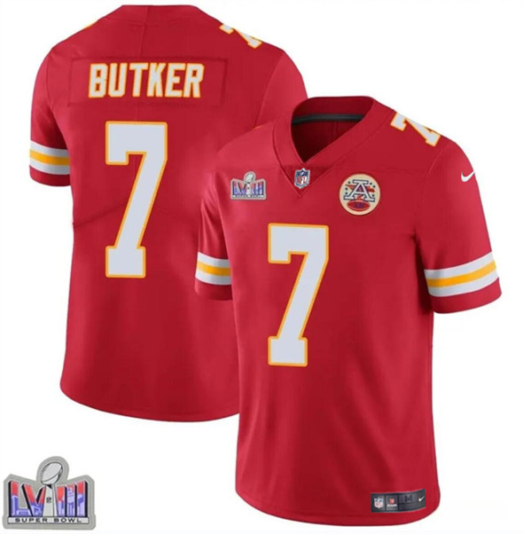 Kansas City Chiefs #7 Harrison Butker Red Super Bowl LVIII Patch Vapor Untouchable Limited Stitched Jersey - Zenithce