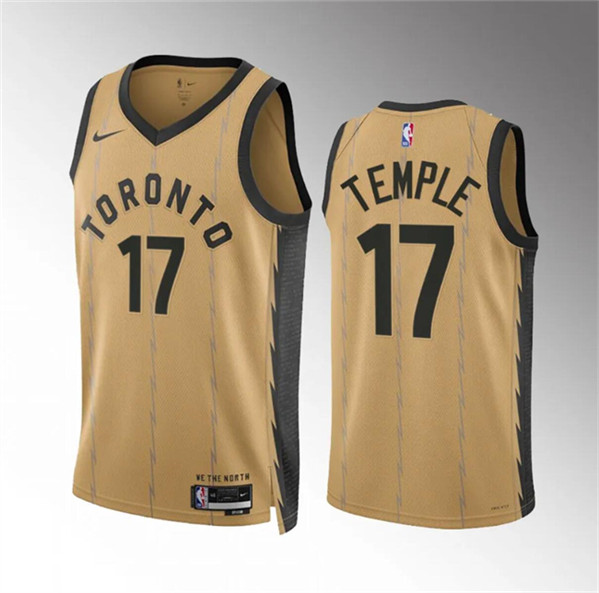 Toronto Raptors #17 Garrett Temple Gold 2023-24 City Edition Stitched Jersey - Zenithce