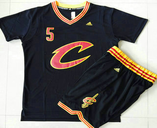 Cleveland Cavaliers #5 J.R. Smith Revolution 30 Swingman 2015-16 New Black Short-Sleeved Jersey(With-Shorts) - Zenithce