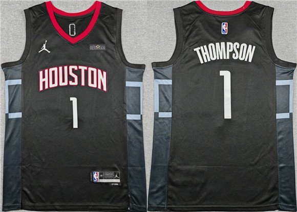 Houston Rockets #1 Amen Thompson Black Statement Edition Stitched Jersey - Zenithce