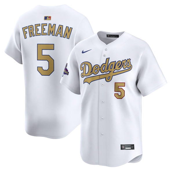 Los Angeles Dodgers #5 Freddie Freeman White 2025 Gold Collection Limited Stitched Jersey - Zenithce