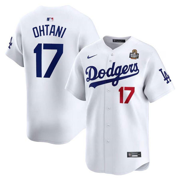 Los Angeles Dodgers #17 Shohei Ohtani White 2024 World Series Home Limited Cool Base Stitched Jersey - Zenithce