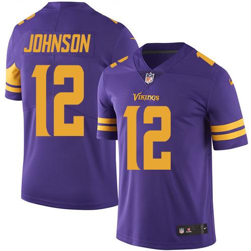 Vikings #12 Charles Johnson Purple Stitched Limited Rush Nike Jersey - Zenithce