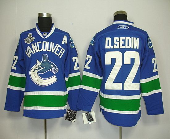 Canucks 2011 Stanley Cup Finals #22 D.Sedin Blue Stitched Jersey - Zenithce