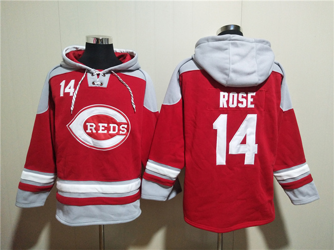 Cincinnati Reds #14 Pete Rose Red Ageless Must-Have Lace-Up Pullover Hoodie - Zenithce