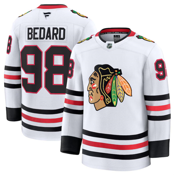Chicago Blackhawks #98 Connor Bedard White 2024-25 Away Stitched Jersey - Zenithce