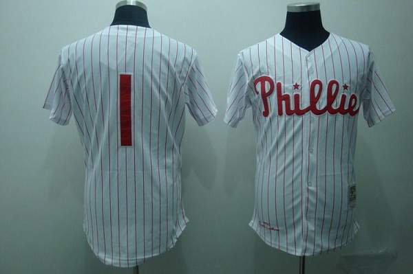 Mitchell And Ness Phillies #1 Richie Ashburn Stitched White Red Strip Throwback Jersey - Zenithce