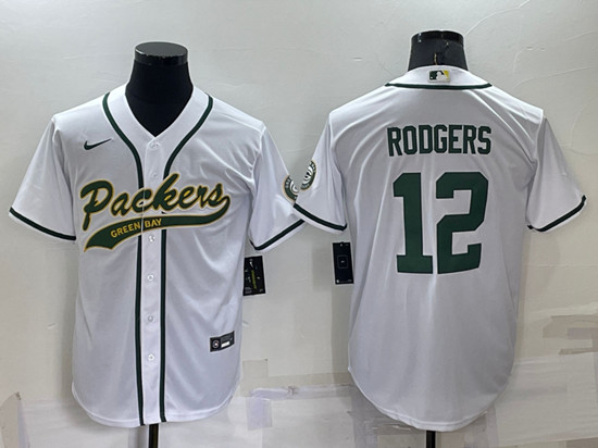 Green Bay Packers #12 Aaron Rodgers White Cool Base Stitched Baseball Jersey - Zenithce