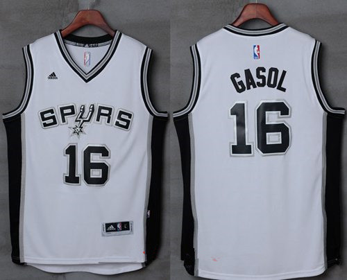 San Antonio Spurs #16 Pau Gasol White Stitched Adidas Revolution 30 Swingman Jersey - Zenithce