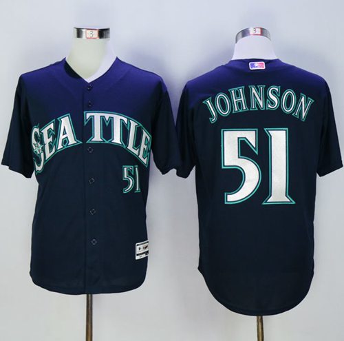 Mariners #51 Randy Johnson Navy Blue New Cool Base Stitched Jersey - Zenithce
