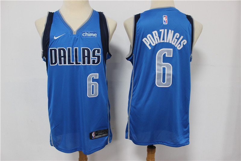 Dallas Mavericks #6 Kristaps Porzingis Light Blue 2020 Swingman Stitched Jersey With NEW Sponsor Logo - Zenithce