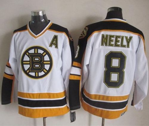 Bruins #8 Cam Neely White Black CCM Throwback Stitched Jersey - Zenithce